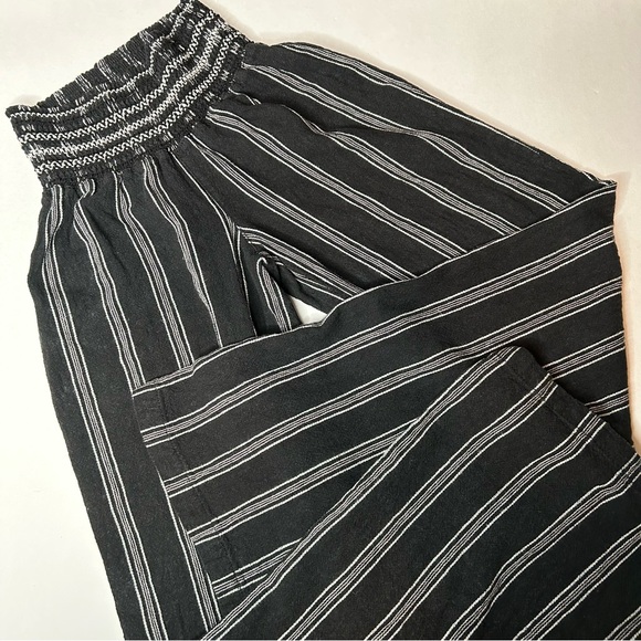 Rewash Linen Blend Striped Wide Leg Pants w a Smocked Waistband Boho High Waist - Picture 15 of 16